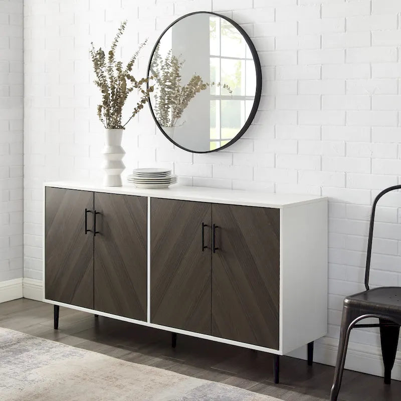 58-inch Mid-Century Modern 4-Door Buffet with Tapered Legs