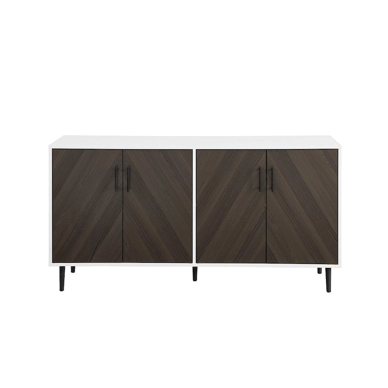 58-inch Mid-Century Modern 4-Door Buffet with Tapered Legs