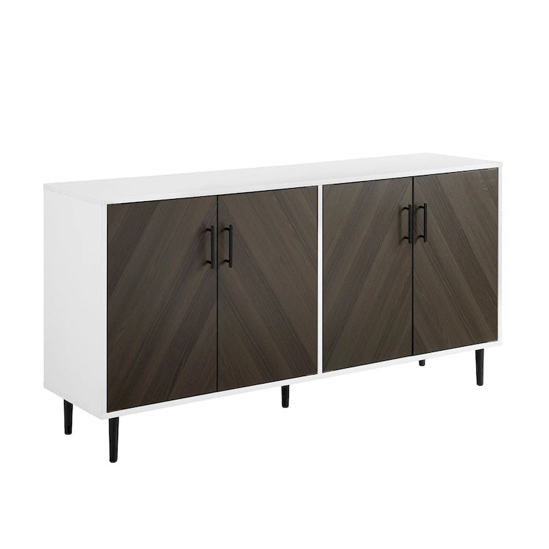 58-inch Mid-Century Modern 4-Door Buffet with Tapered Legs