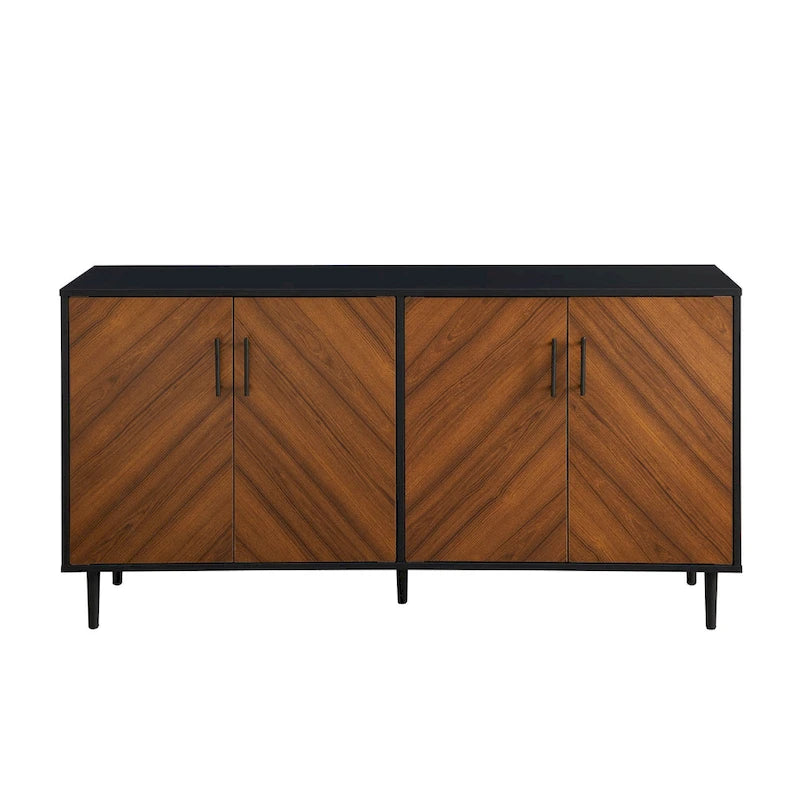 58-inch Mid-Century Modern 4-Door Buffet with Tapered Legs