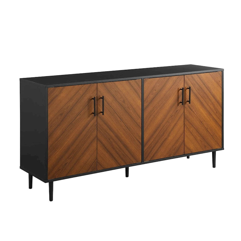 58-inch Mid-Century Modern 4-Door Buffet with Tapered Legs
