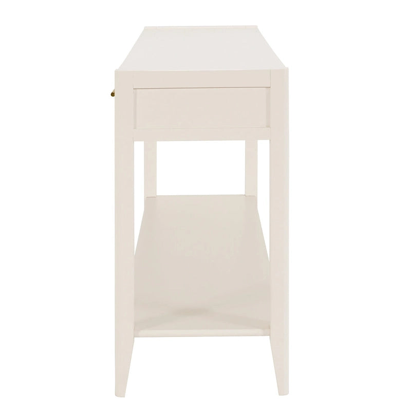 Console d'entrée avec tiroirs à rayures verticales et pieds longs