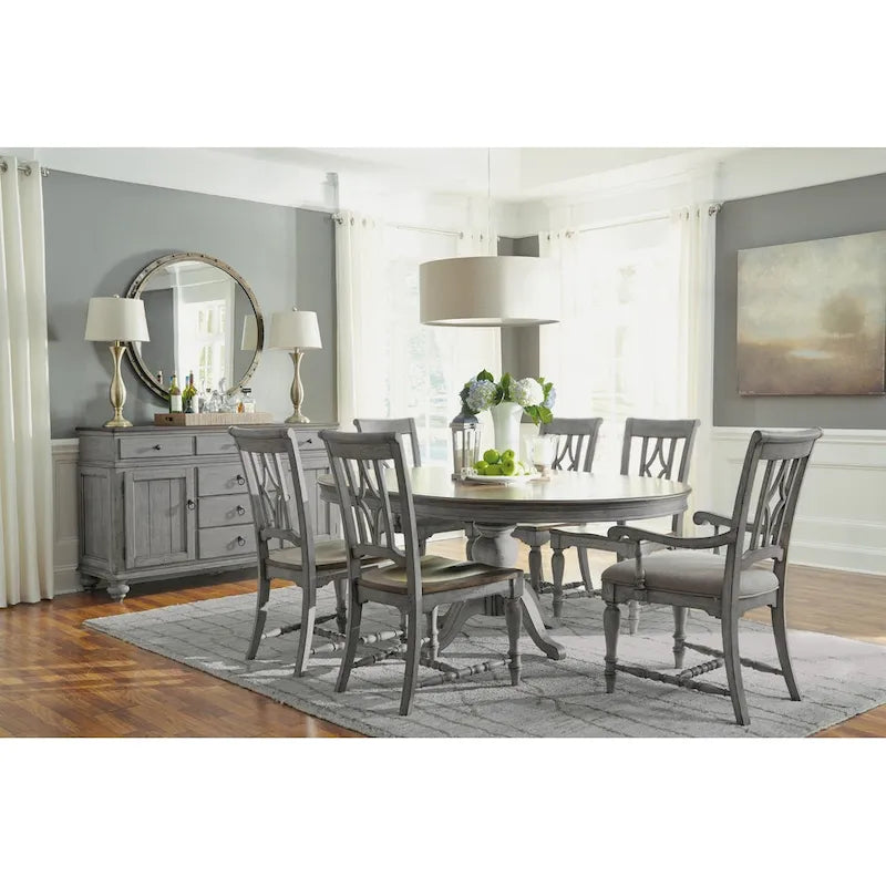 Table à manger sur pied en bois gris - 72 x 30 x 54