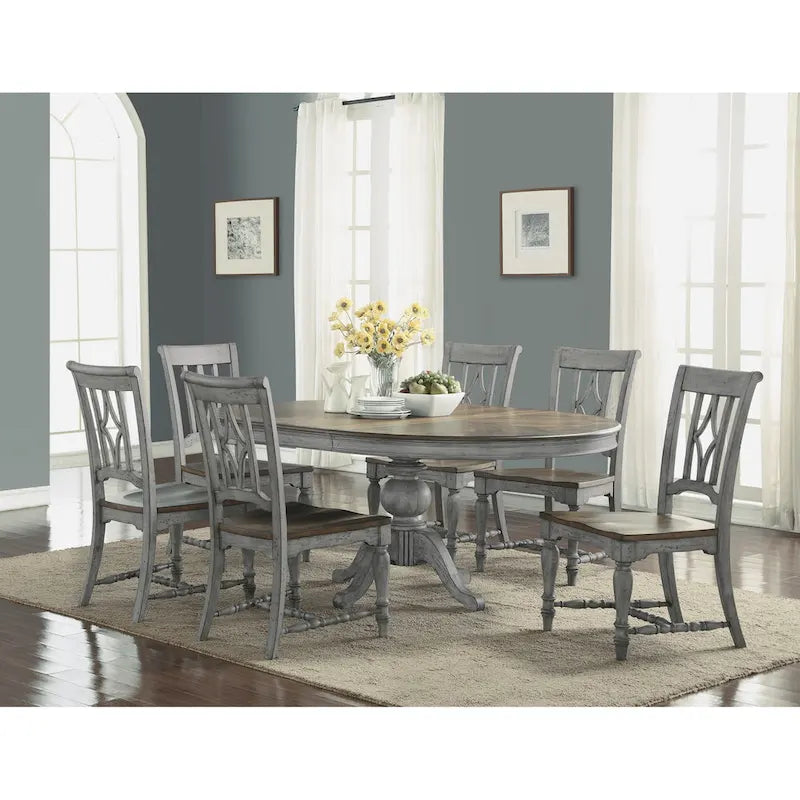 Table à manger sur pied en bois gris - 72 x 30 x 54