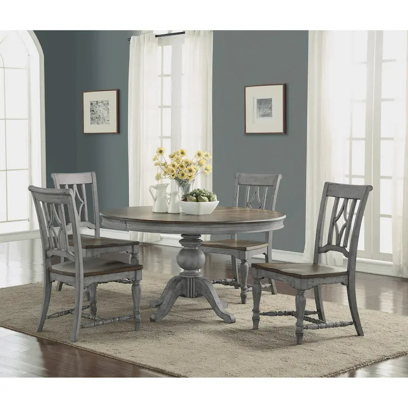 Table à manger sur pied en bois gris - 72 x 30 x 54