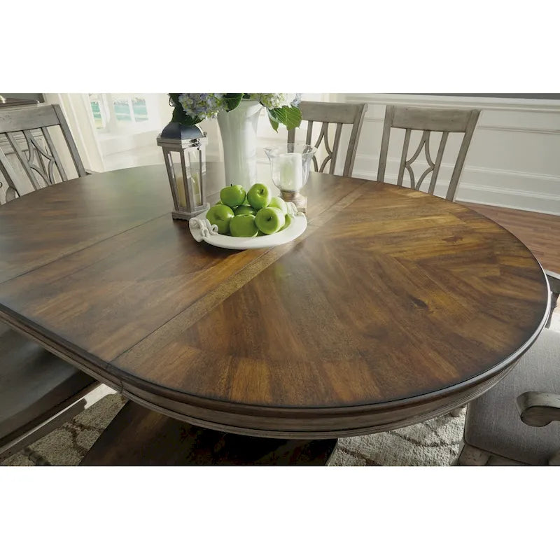 Table à manger sur pied en bois gris - 72 x 30 x 54