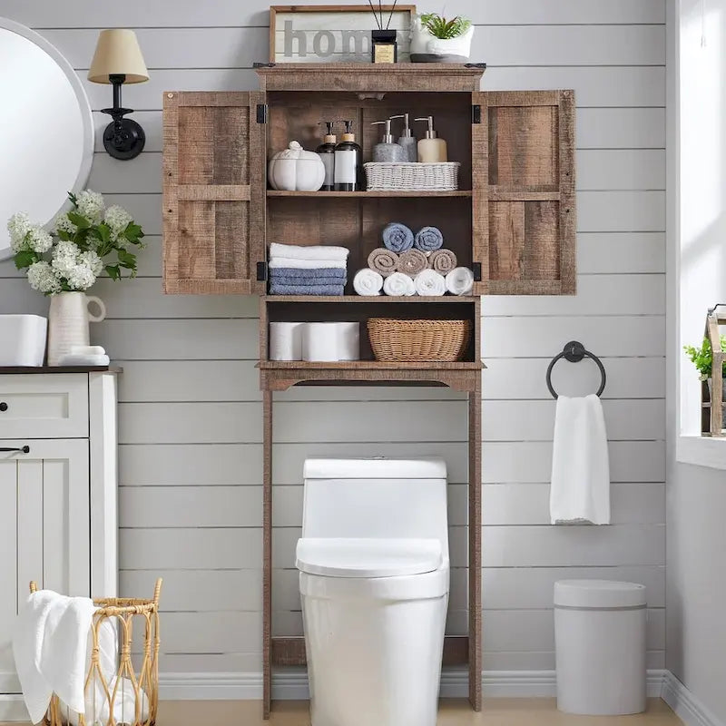 Meuble de rangement de ferme au-dessus des toilettes, meuble de salle de bain de 170 cm de haut