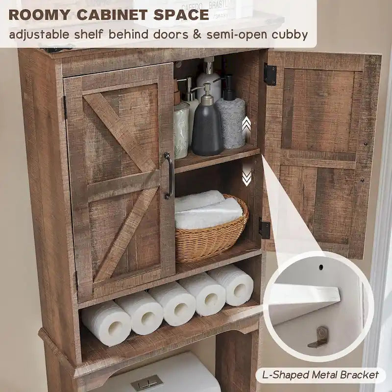 Meuble de rangement de ferme au-dessus des toilettes, meuble de salle de bain de 170 cm de haut