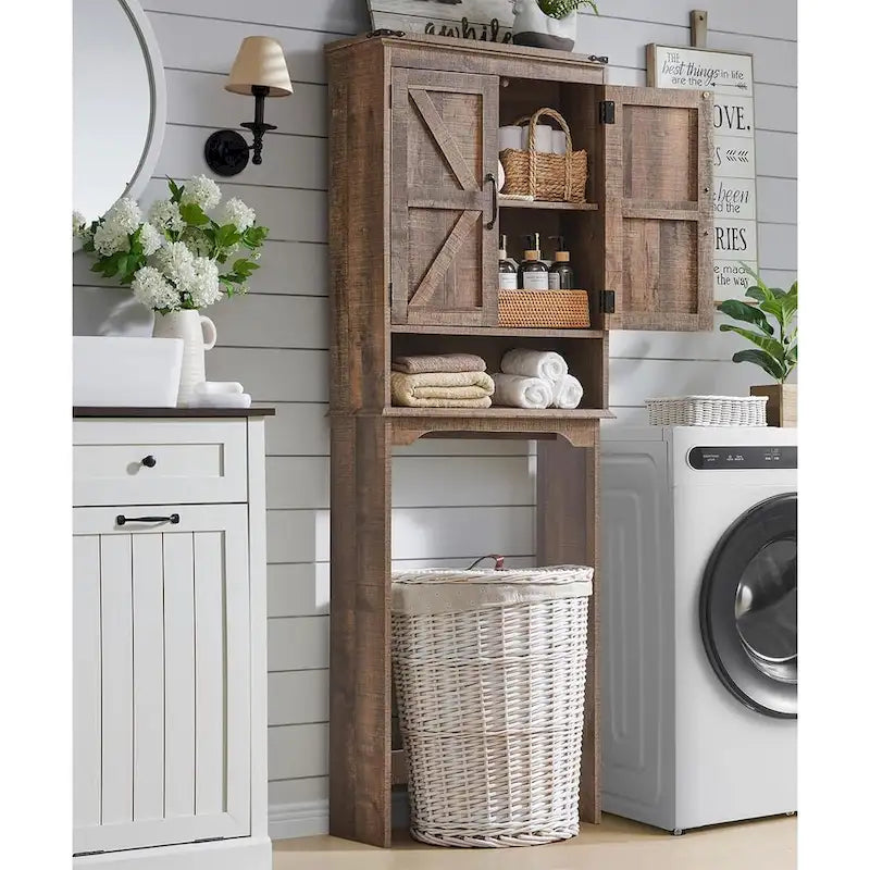 Meuble de rangement de ferme au-dessus des toilettes, meuble de salle de bain de 170 cm de haut