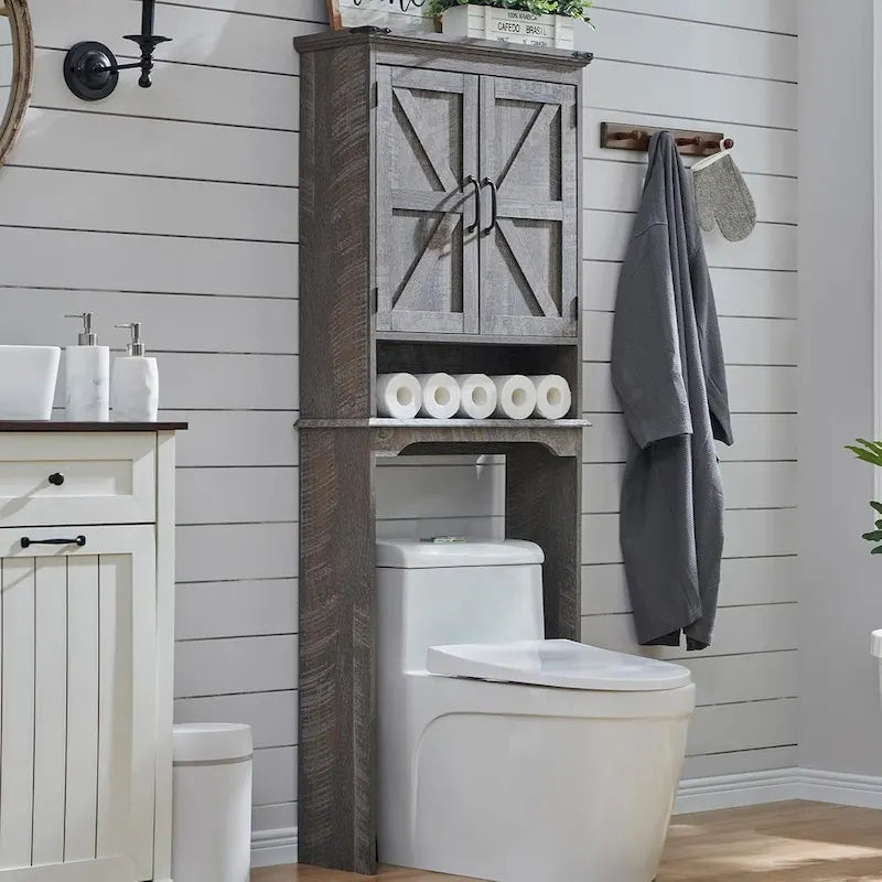 Meuble de rangement de ferme au-dessus des toilettes, meuble de salle de bain de 170 cm de haut