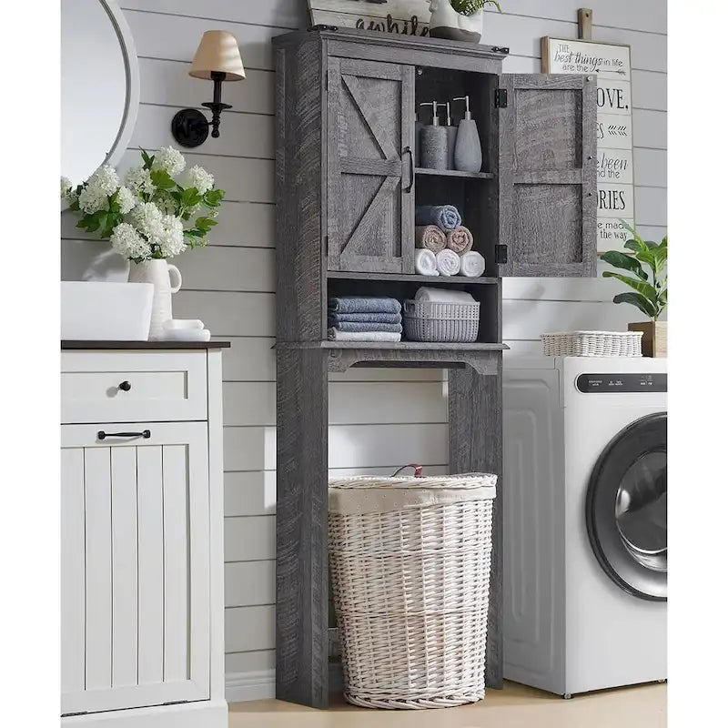 Meuble de rangement de ferme au-dessus des toilettes, meuble de salle de bain de 170 cm de haut