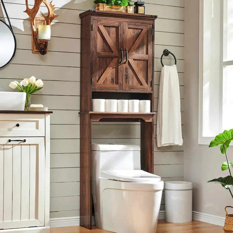 Meuble de rangement de ferme au-dessus des toilettes, meuble de salle de bain de 170 cm de haut