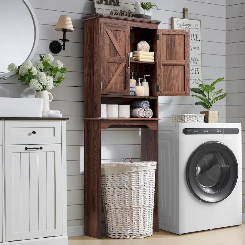Meuble de rangement de ferme au-dessus des toilettes, meuble de salle de bain de 170 cm de haut