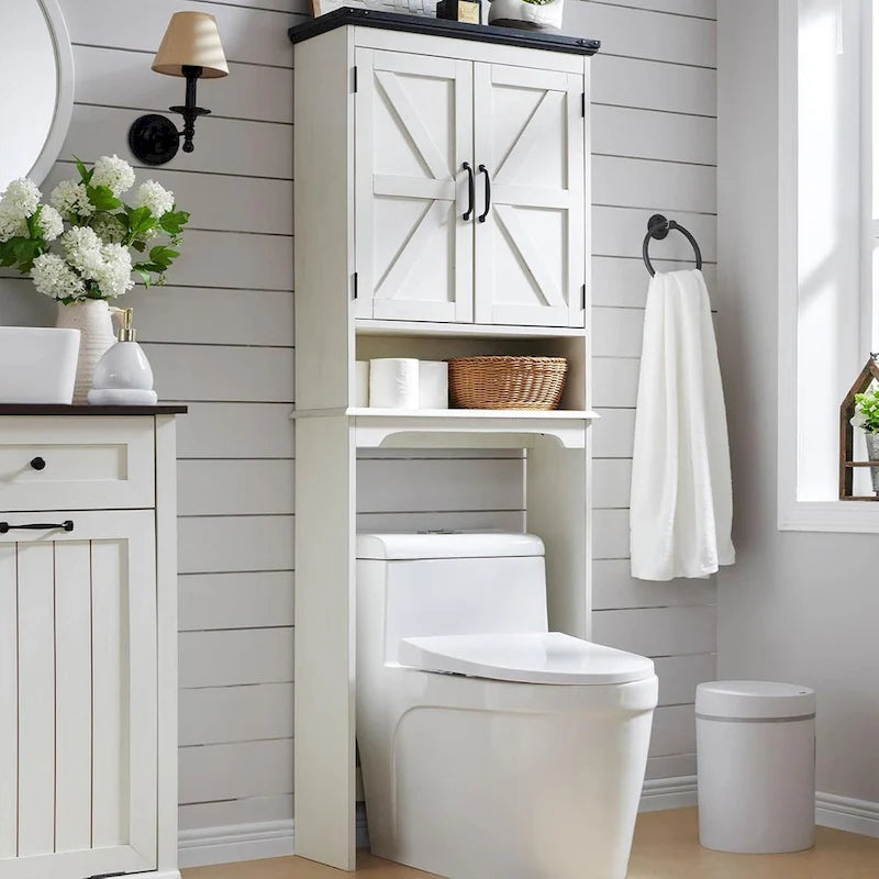Meuble de rangement de ferme au-dessus des toilettes, meuble de salle de bain de 170 cm de haut