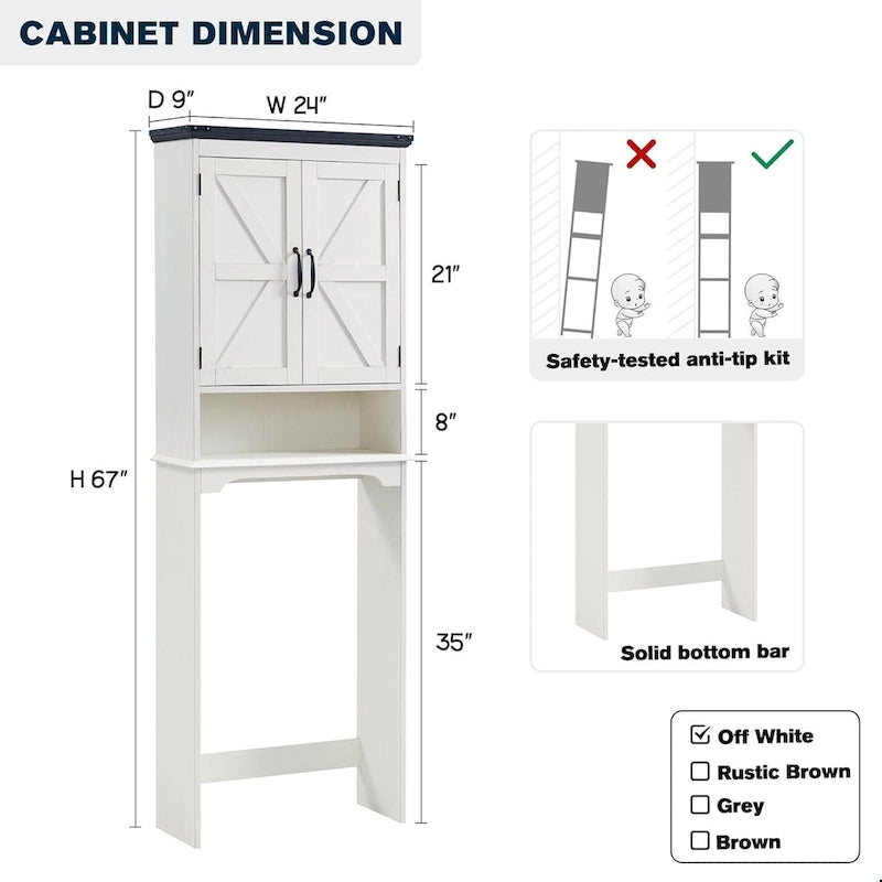 Meuble de rangement de ferme au-dessus des toilettes, meuble de salle de bain de 170 cm de haut