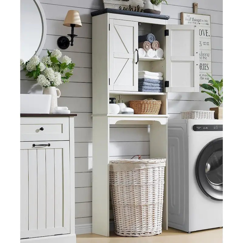 Meuble de rangement de ferme au-dessus des toilettes, meuble de salle de bain de 170 cm de haut
