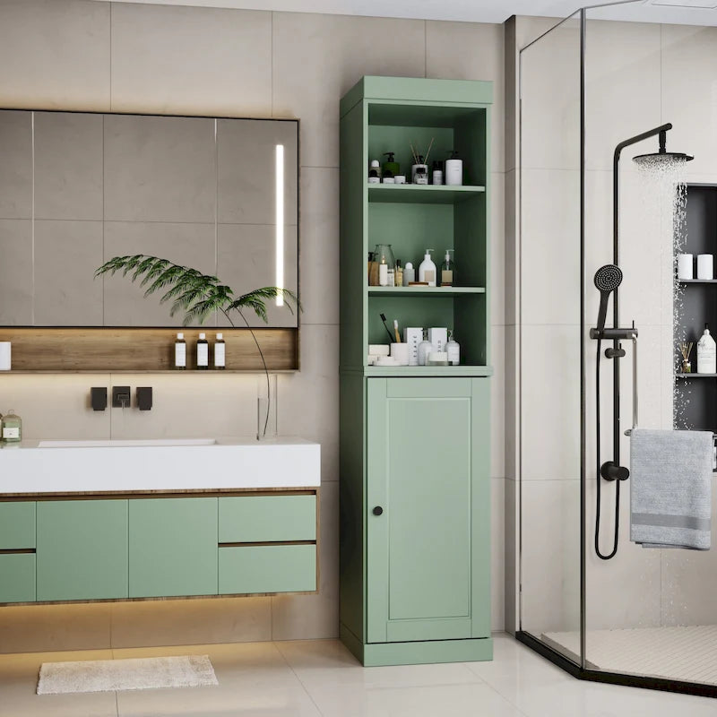100% Solid Wood 16.5" Bathroom Storage Cabinet with Adjustable Shelves