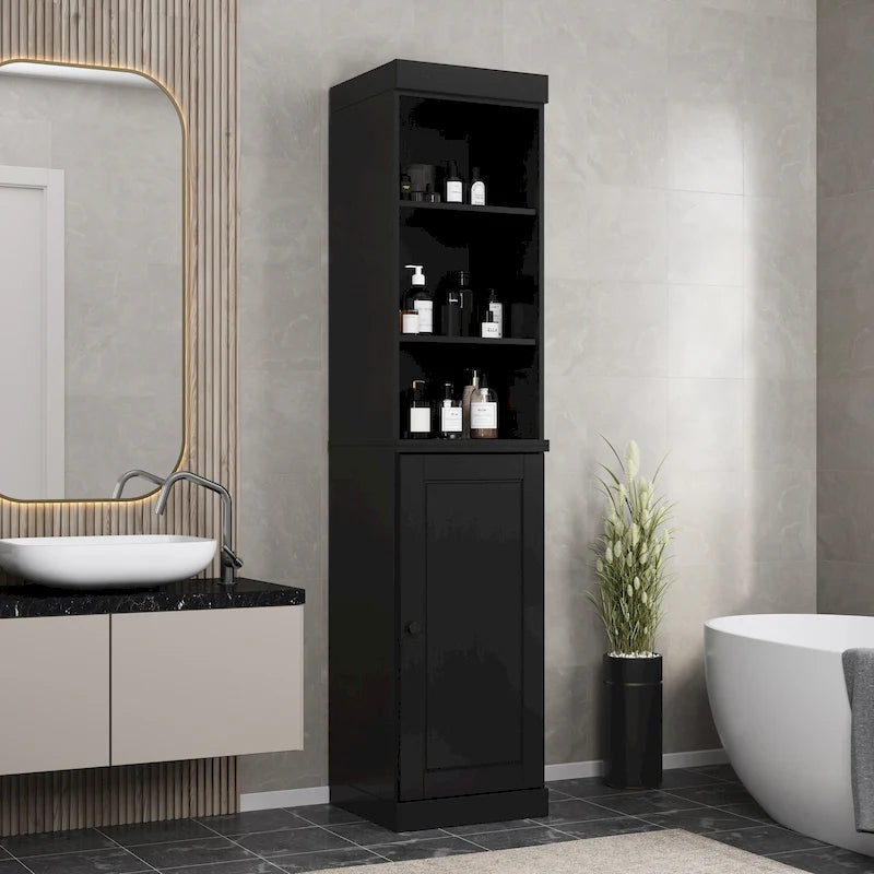 100% Solid Wood 16.5" Bathroom Storage Cabinet with Adjustable Shelves