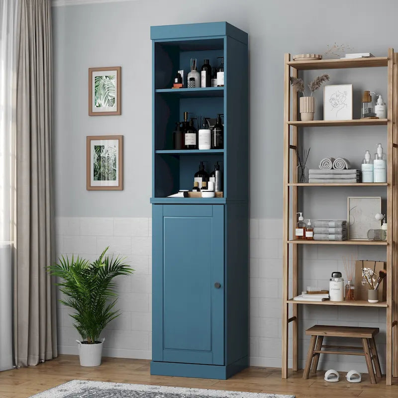100% Solid Wood 16.5" Bathroom Storage Cabinet with Adjustable Shelves