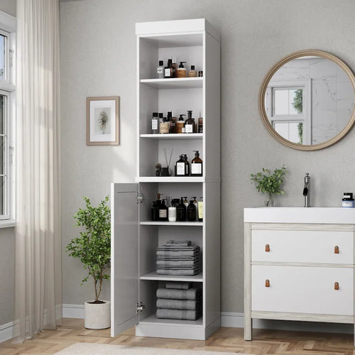 100% Solid Wood 16.5" Bathroom Storage Cabinet with Adjustable Shelves