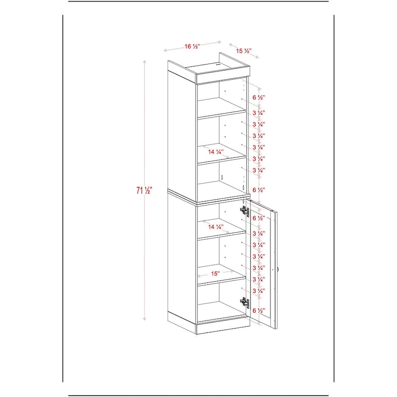 100% Solid Wood 16.5" Bathroom Storage Cabinet with Adjustable Shelves
