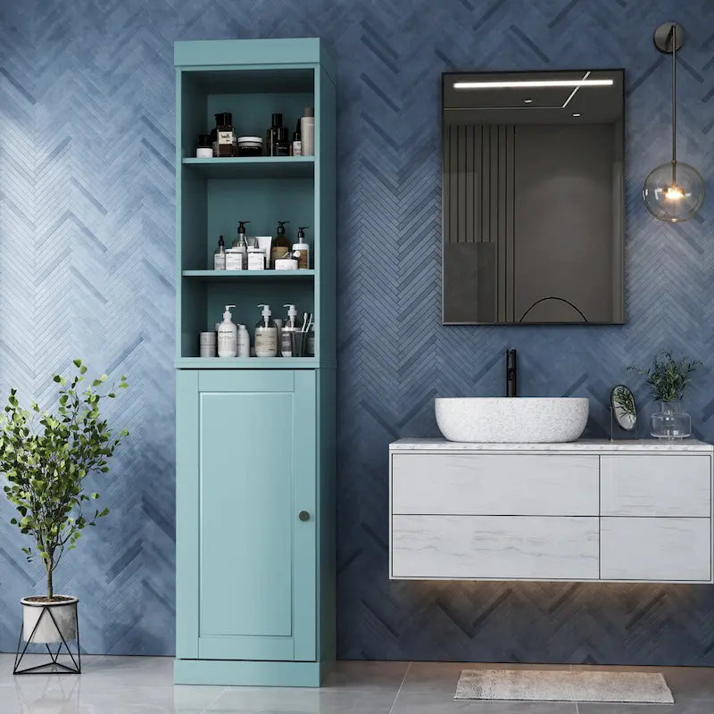 100% Solid Wood 16.5" Bathroom Storage Cabinet with Adjustable Shelves