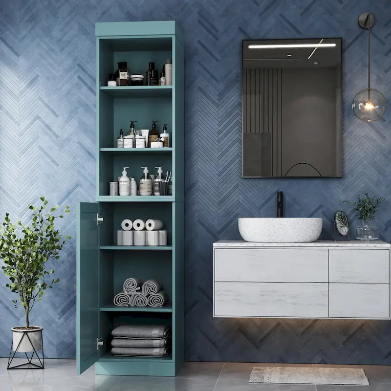 100% Solid Wood 16.5" Bathroom Storage Cabinet with Adjustable Shelves