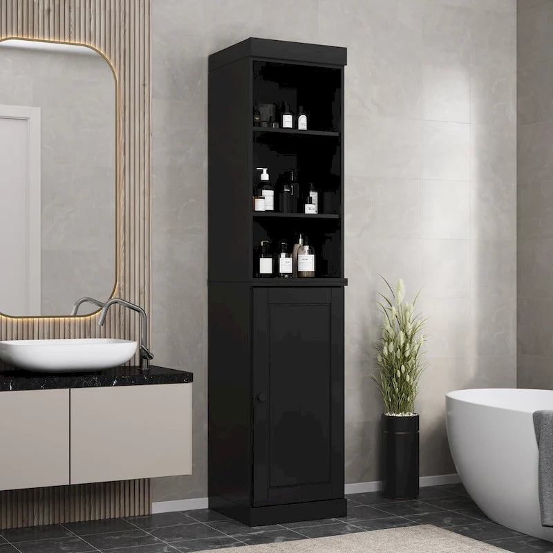 100% Solid Wood 16.5" Bathroom Storage Cabinet with Adjustable Shelves