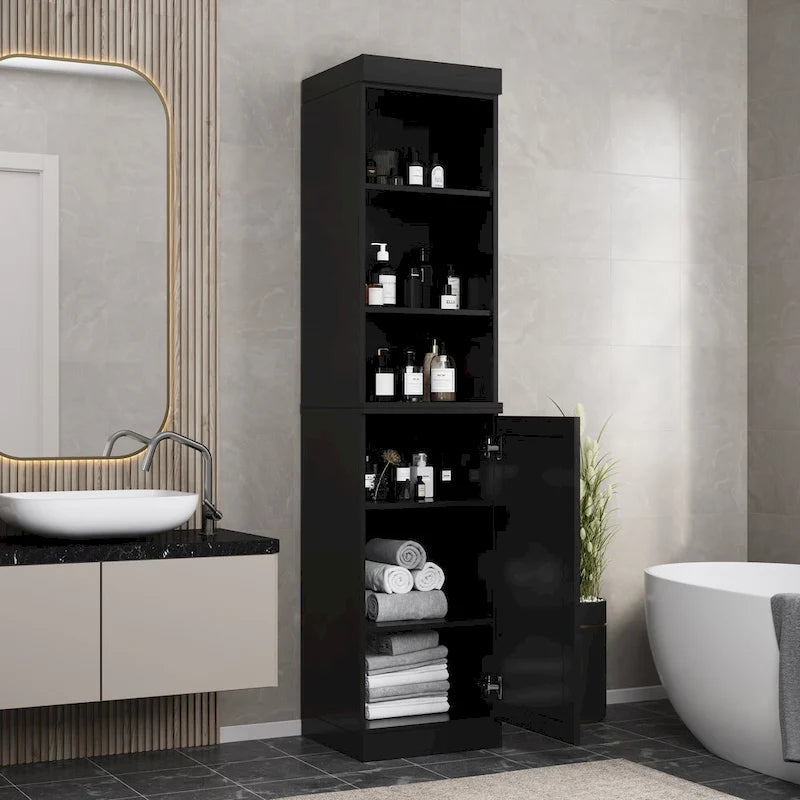100% Solid Wood 16.5" Bathroom Storage Cabinet with Adjustable Shelves