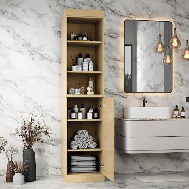 100% Solid Wood 16.5" Bathroom Storage Cabinet with Adjustable Shelves