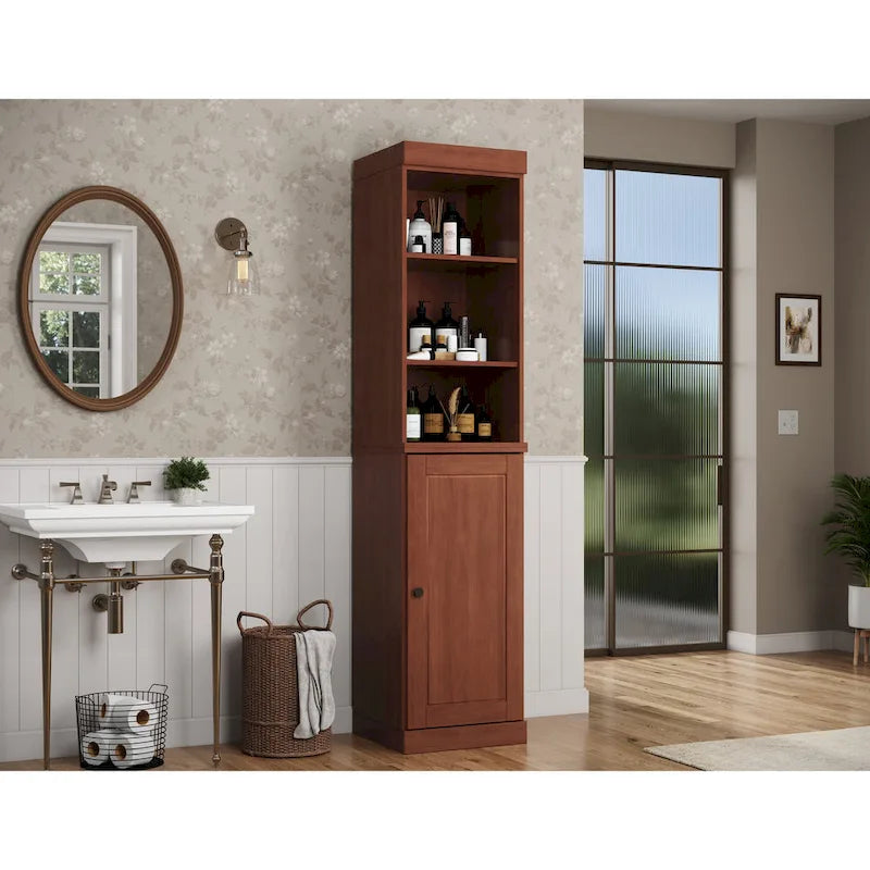 100% Solid Wood 16.5" Bathroom Storage Cabinet with Adjustable Shelves