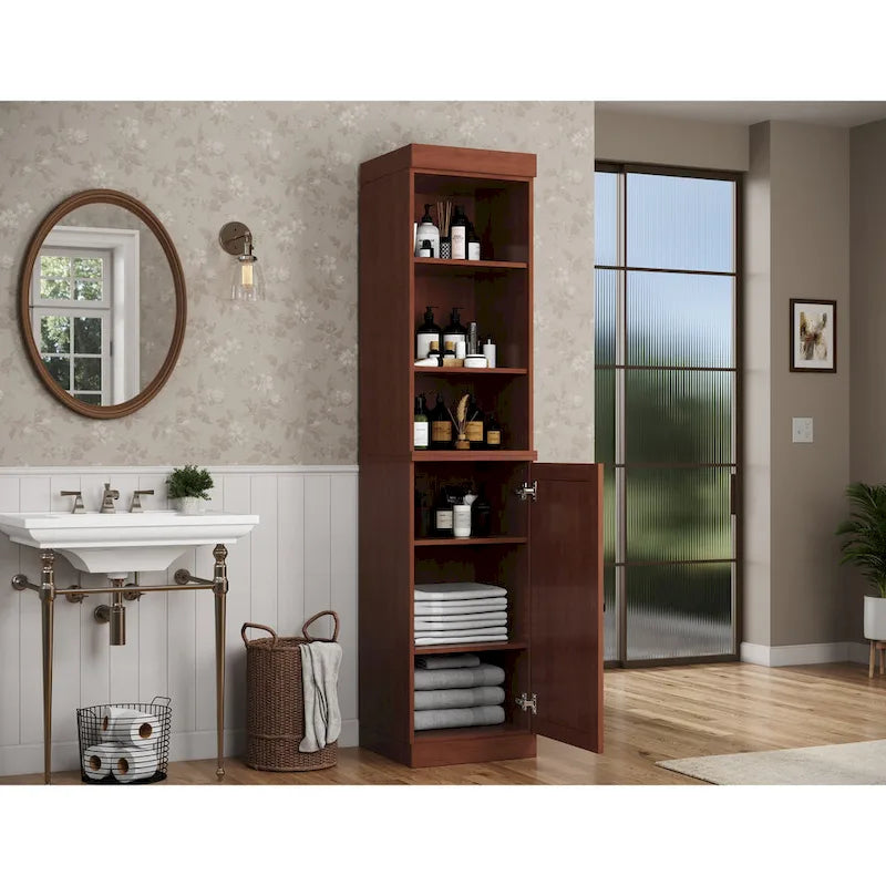 100% Solid Wood 16.5" Bathroom Storage Cabinet with Adjustable Shelves