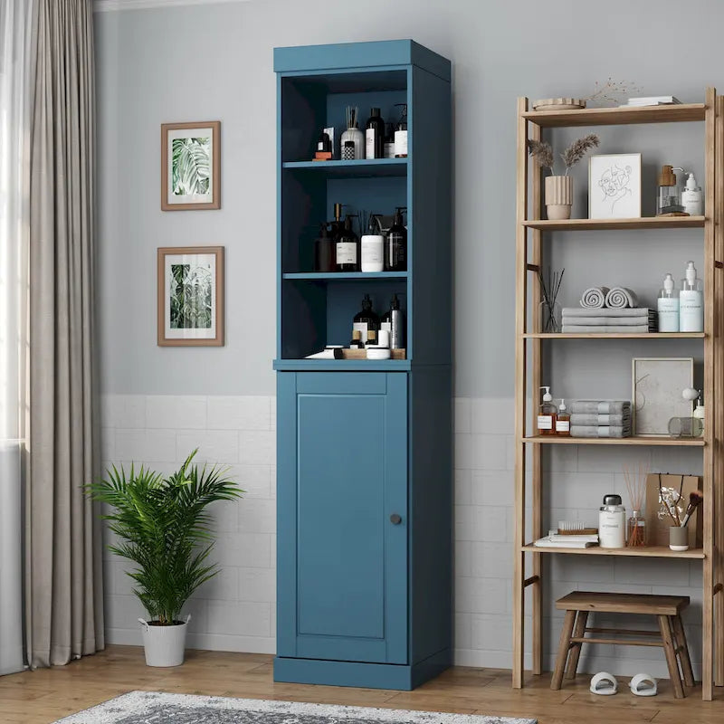 100% Solid Wood 16.5" Bathroom Storage Cabinet with Adjustable Shelves