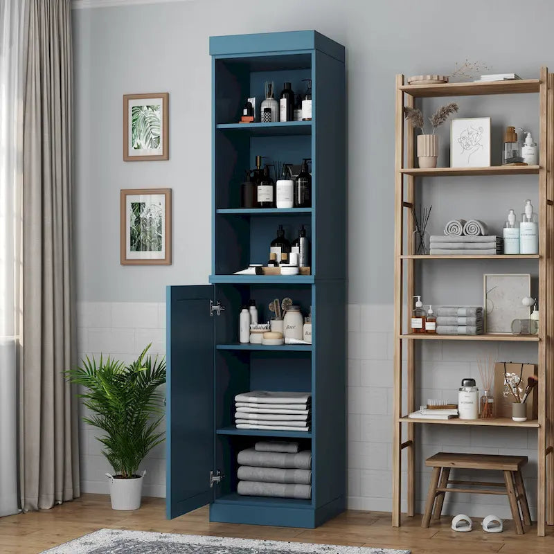 100% Solid Wood 16.5" Bathroom Storage Cabinet with Adjustable Shelves