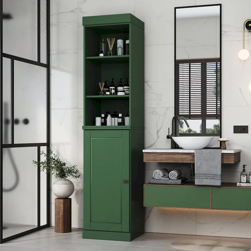 100% Solid Wood 16.5" Bathroom Storage Cabinet with Adjustable Shelves