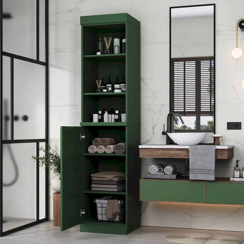 100% Solid Wood 16.5" Bathroom Storage Cabinet with Adjustable Shelves