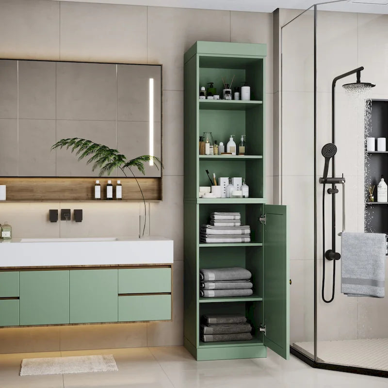 100% Solid Wood 16.5" Bathroom Storage Cabinet with Adjustable Shelves
