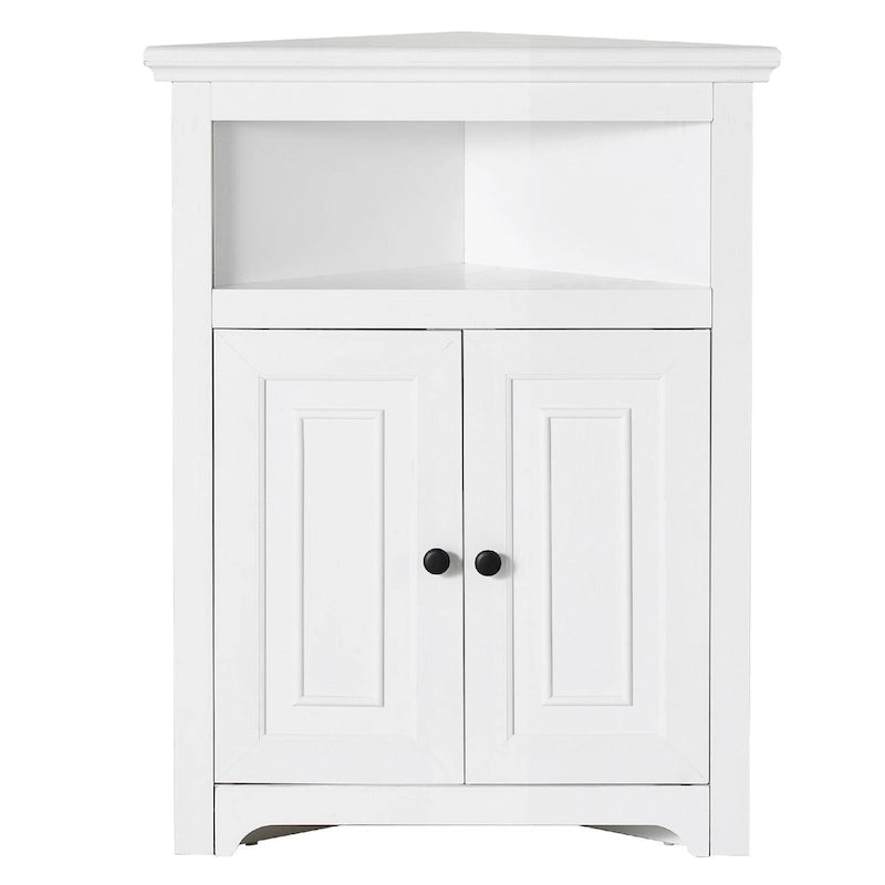 Meuble d'angle 32 avec 2 portes et étagères réglables pour rangement domestique - 25,4 x 12,8 x 33,3 po