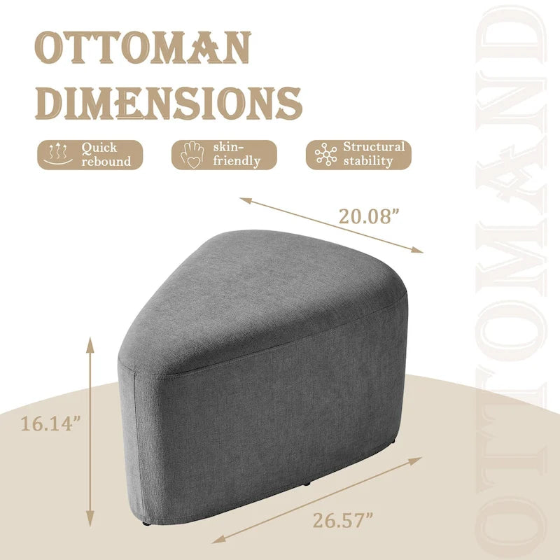 Pouf triangulaire ottoman en tissu moderne