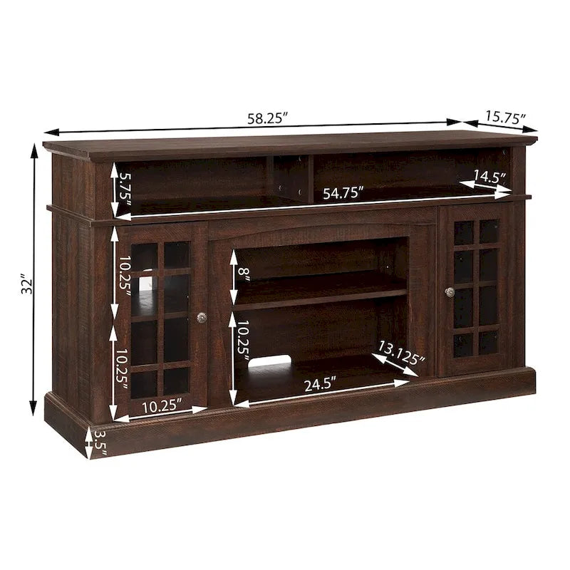Meuble TV avec espaces de rangement ouverts et fermés