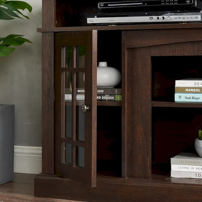 Meuble TV avec espaces de rangement ouverts et fermés