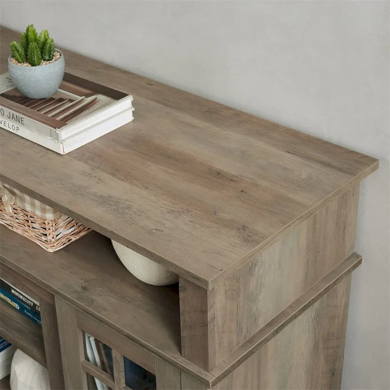 Meuble TV avec espaces de rangement ouverts et fermés