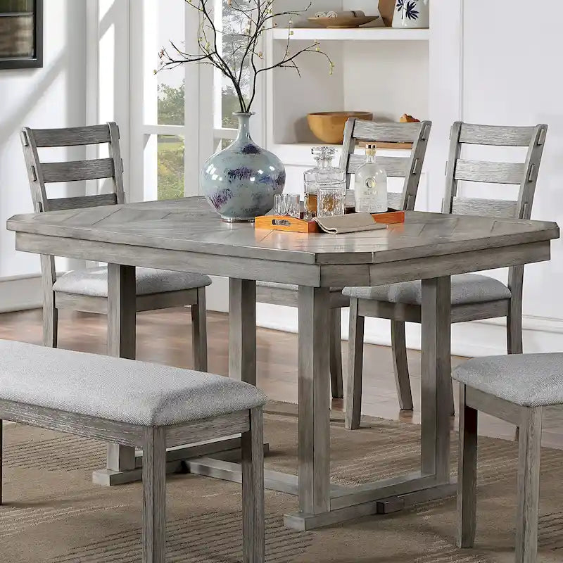 Table à manger Grey Diamond Wood Top de 60 pouces