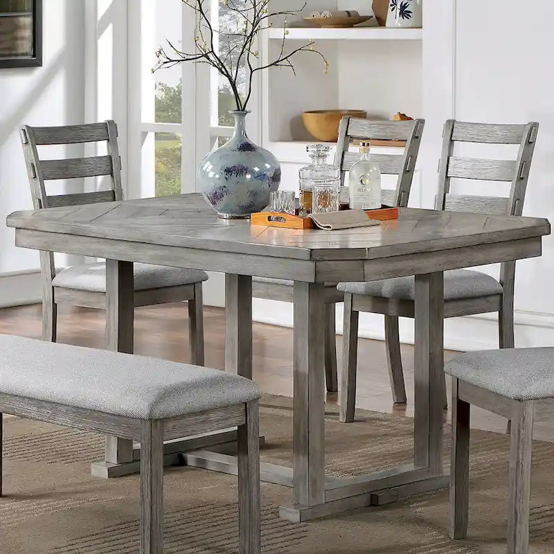 Table à manger Grey Diamond Wood Top de 60 pouces