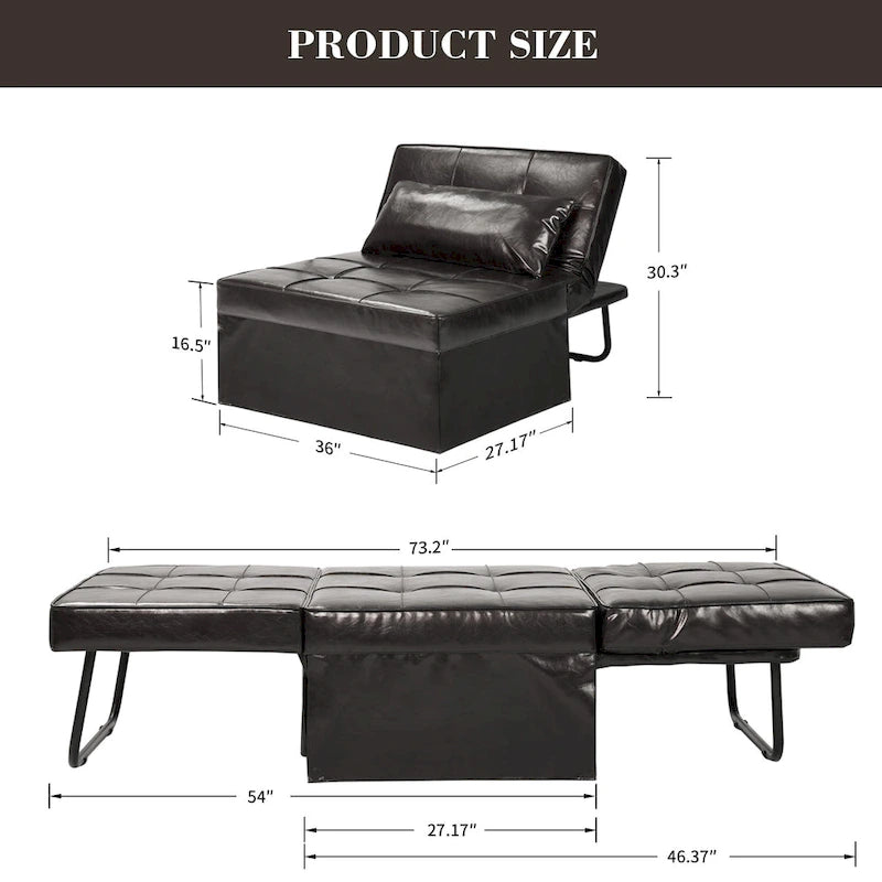 4-in-1 Adjustable Sleeper Sofa Chair with Ottoman