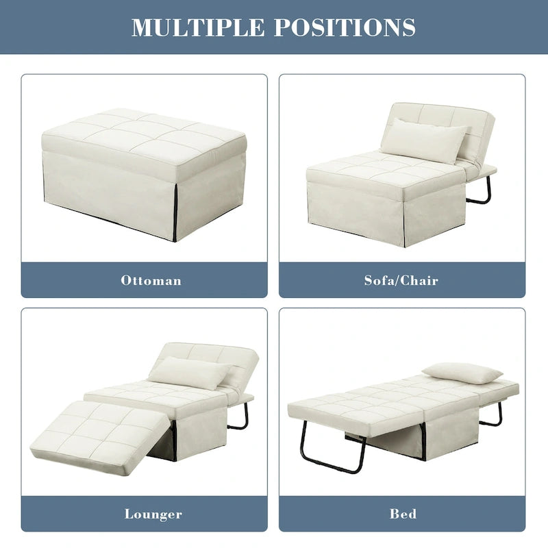 4-in-1 Adjustable Sleeper Sofa Chair with Ottoman
