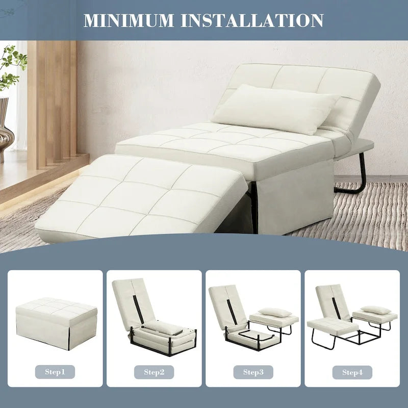 4-in-1 Adjustable Sleeper Sofa Chair with Ottoman