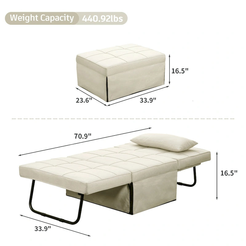 4-in-1 Adjustable Sleeper Sofa Chair with Ottoman