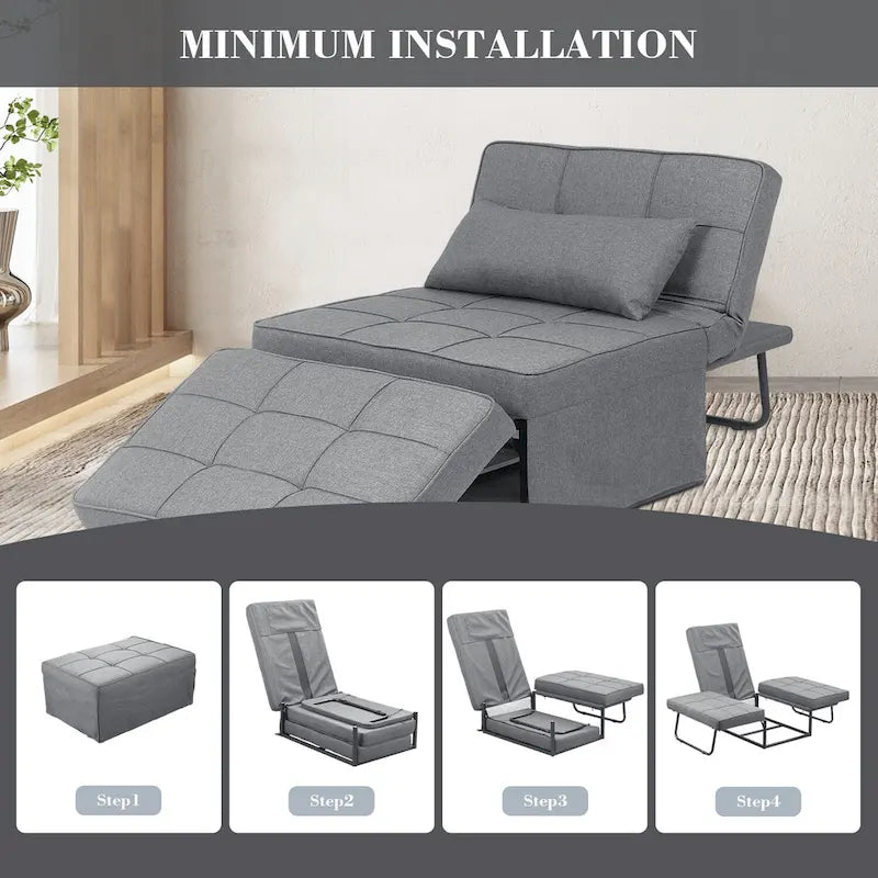 4-in-1 Adjustable Sleeper Sofa Chair with Ottoman