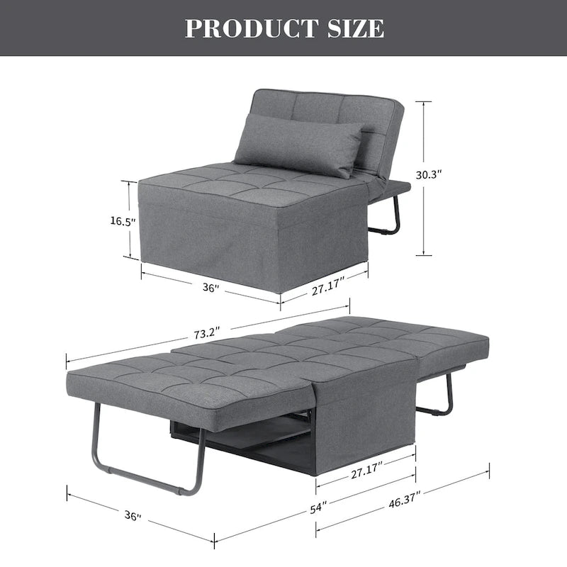 4-in-1 Adjustable Sleeper Sofa Chair with Ottoman
